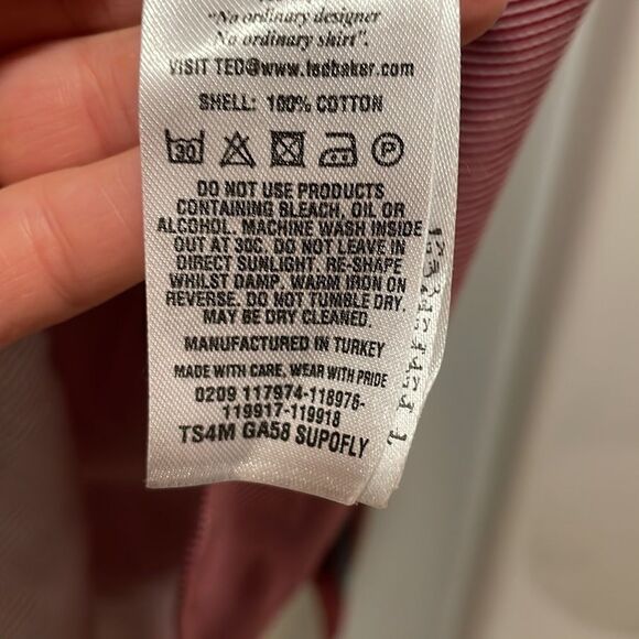 Ted baker mens red striped button down long sleeved collared shirt - Picture 11 of 14